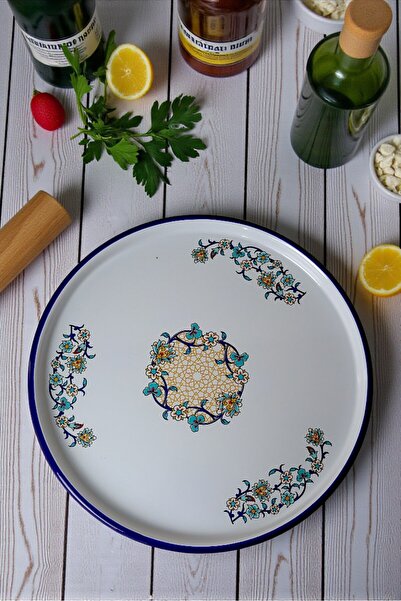 İnci Emaye 36 No Blue Violet Enamel Presentation Pizza Food Camping Picnic, D...