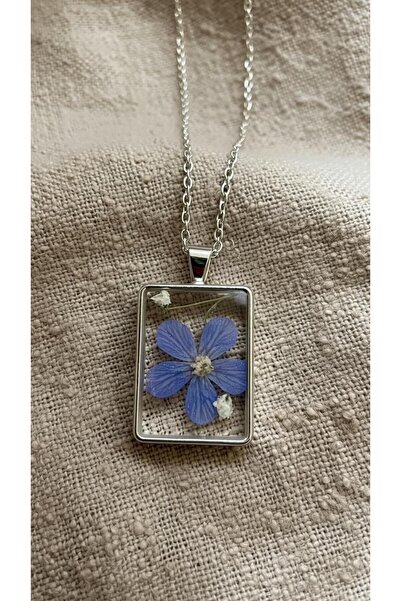 Markasız ucuz El Yapımı Gerçek Mor Çiçekli Gümüş Çerçeve Kolye