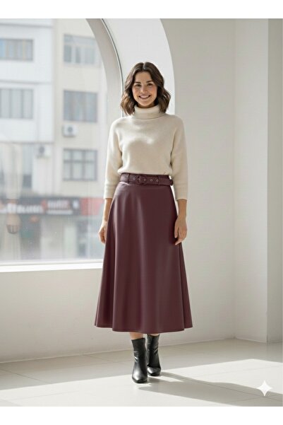Gülsoy -DERİ KEMERLİ KLOŞ ETEK