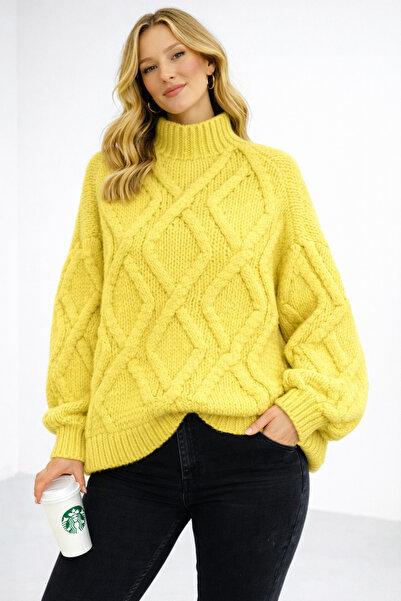 Kirazgym Women's Mock Neck High Neck Balloon Sleeve Oversized Winter Sweater ...