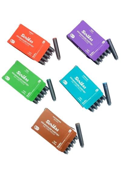 Scrikss Dolma Kalem Kartuşu 5 Farklı Renk ( 5 Paket )