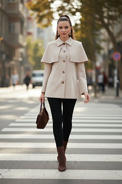 Lela Regular Fit Cape Detailed Buttoned Jacket Jacket 6927687