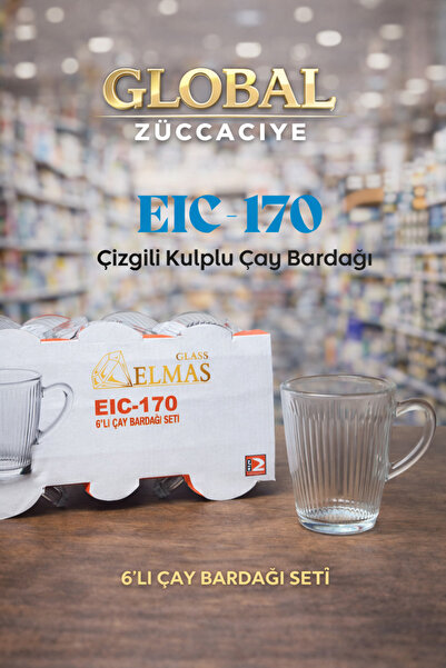 GLASS ELMAS EIC 170 - Çizgili Kulplu Çay Bardağı