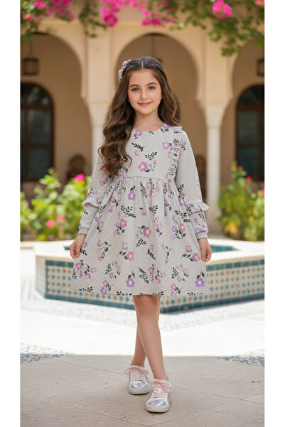 ATA7 light gray floral dress