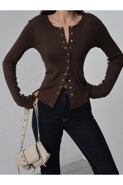 Paw Garage Women's Long Sleeve Blouse with Snap Detail