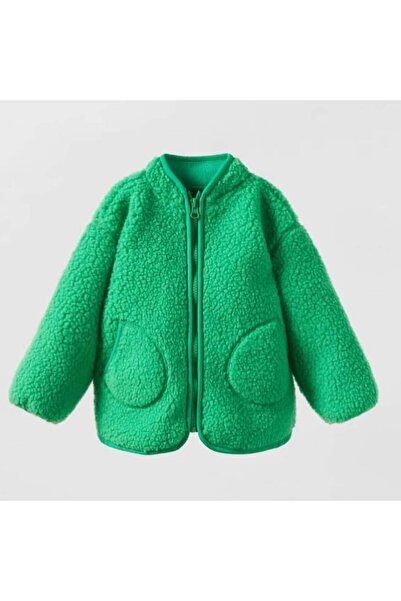 SONGÜLBERİK Girl's Green Teddy Jacket