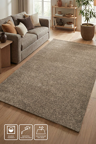 PetraHome Craft Salon Oturma ve Çocuk Odası Yumuşak Dokulu Tuft Halı- Koyu Bej