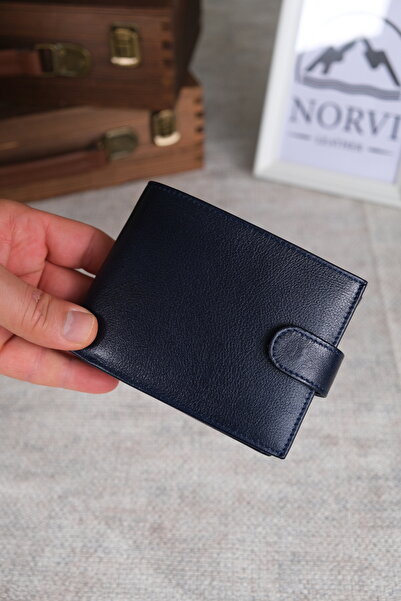 Norvi Leather Horizontal Genuine Leather Wallet with Snap Fastener Zipper and...