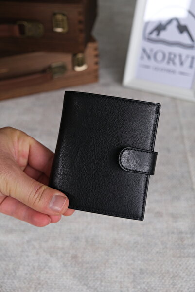 Norvi Leather Genuine Leather Wallet with Snap Fastener Zipper and Coin Compa...