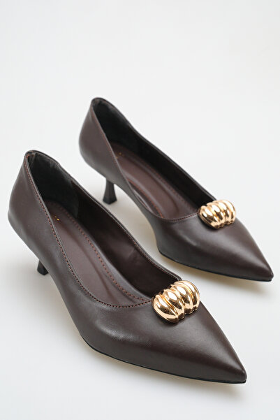 meyra'nın ayakkabıları Women's Buckle Detailed Heeled Shoes Bitter Brown Skin