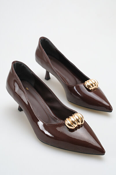 meyra'nın ayakkabıları Women's Buckle Detailed Heeled Shoes Bitter Brown Pate...