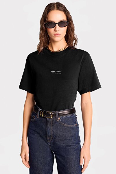 The Champ Clothing Women's Oversized T-Shirt Chmp Studios Printed Black – Cre...