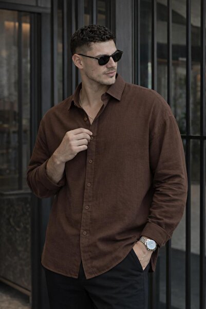 Valiberta Breathable Half Oversized Muslin Fabric Long Sleeve Collared Men's ...