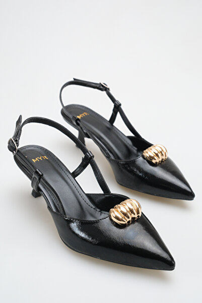 meyra'nın ayakkabıları حذاء نسائي بكعب عالي وتفاصيل مشبك باللون الأسود يانكي