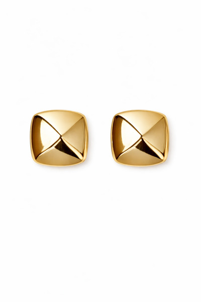 PABALAS Women's Gold Color Geometric Square Nail Earrings