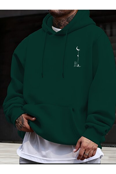 LORVANIY سويت شيرت للجنسين موديل مون مطبوع 3 إنترنيشنال كي بغطاء رأس