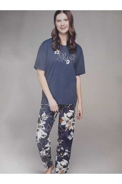 3nbe طقم بيجامة نسائي بأكمام قصيرة مقاس كبير