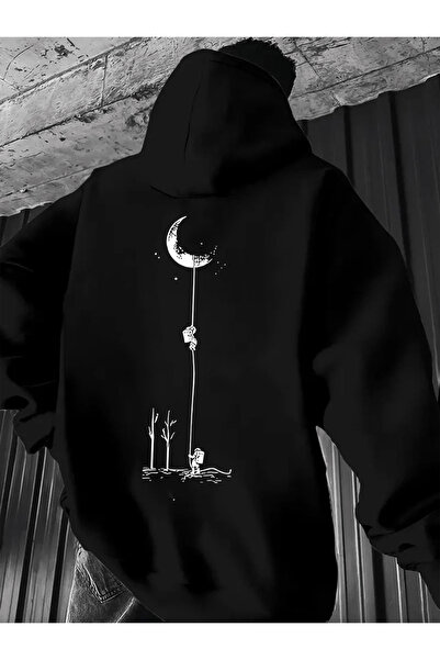 LORVANIY سويت شيرت للجنسين موديل مون مطبوع 3 إنترنيشنال كي بغطاء رأس