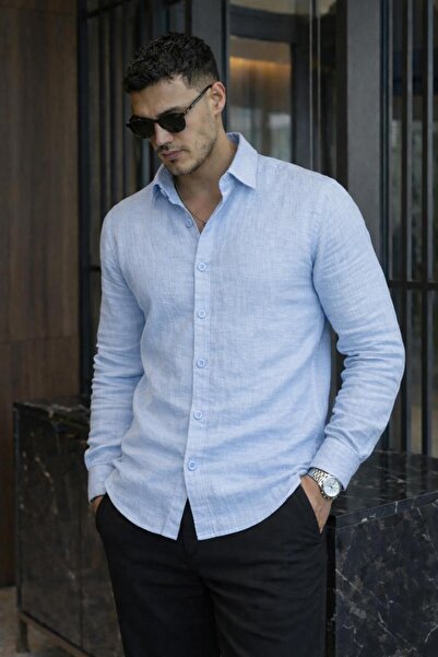 Valiberta Breathable Half Oversized Muslin Fabric Long Sleeve Collared Men's ...