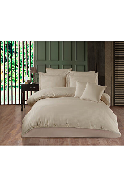 Hobby Stripe Comforter Set King Size 6 Pieces - Stone