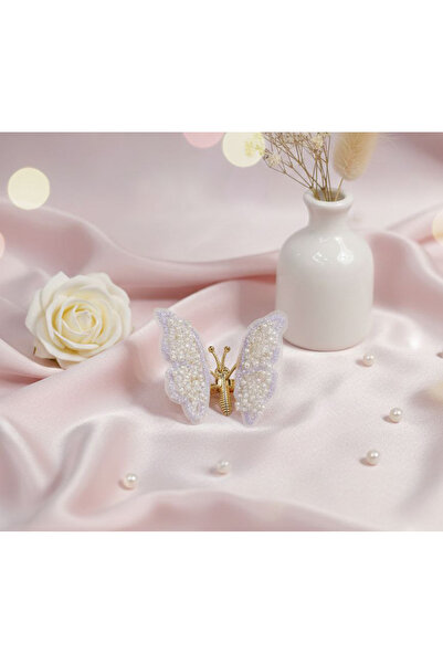 Shiklik Agrafă de păr de lux pentru femei, cu broderie fluture cu aripi mobile