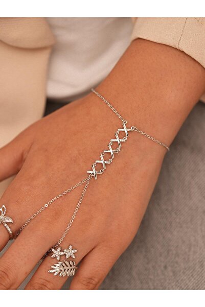 Zuum Accessories حجر الزركون بتصميم خاص من الفضة، سلسلة من الصلب باللون الرما...