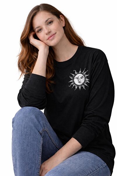 Me&On WEAR Sun Moon Printed Oversized Premium 100% Cotton Unisex Long Sleeve ...