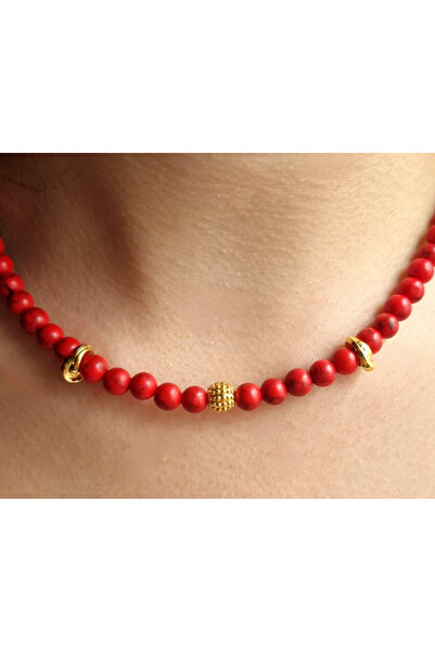 NEMOR STUDIO Red Coral Natural Stone Necklace |   Strong and Clear