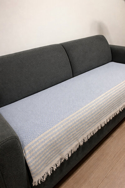 Cottonest Geometric Patterned Cotton Sofa Seat Cover 85 X 210 cm - Fringed wi...