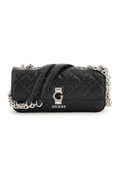 Guess Eco Leather Shoulder Bag with Bessey Logo, Black