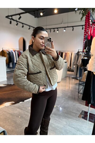 BÜŞRA PERKER Quilted Collar Velvet Detailed Coat