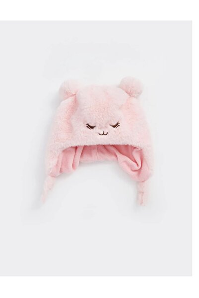 LC Waikiki LCW ACCESSORIES قبعة ثلج للفتيات مطرزة باللون الوردي