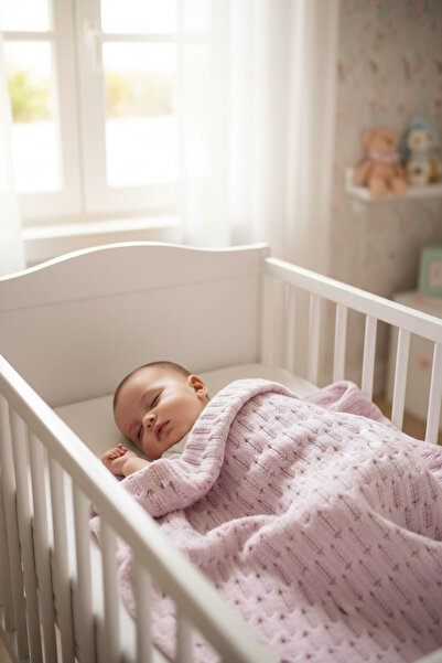 Soft and Baby بطانية أطفال تريكو مصنوعة من الشعر الوردي