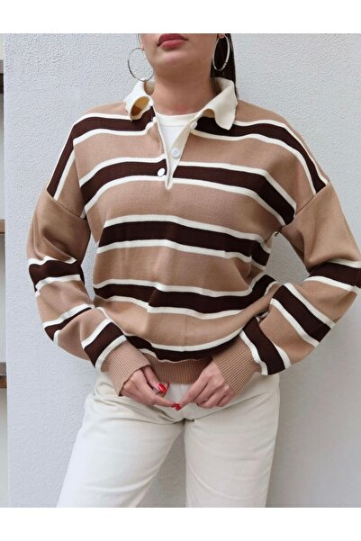 La Perla Boutique Polo Collar Striped Knit Sweater