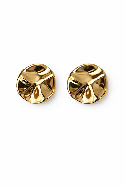 PABALAS Women's Gold Wavy Oval Design Earrings