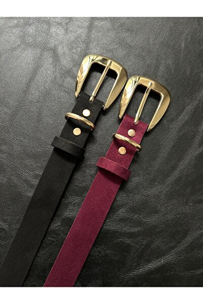 LİA KEMER 2-Pack Jewel Plain Patterned Suede Women's Gold Buckle Belt Jacket ...