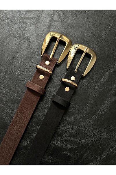 LİA KEMER 2-Pack Jewel Plain Patterned Suede Women's Gold Buckle Belt Jacket ...