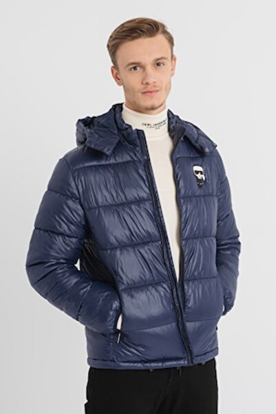 Karl Lagerfeld Jacket with Detachable Hood, Navy Blue