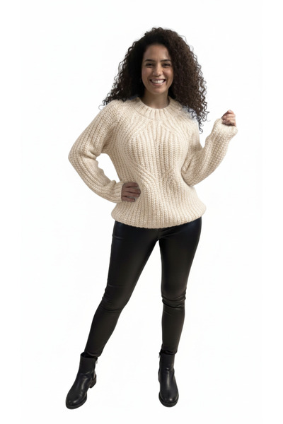 ANBLYs COLLECTION Crew Neck Skirt and Cuffed Sleeves Extra Soft Knitwear Wome...