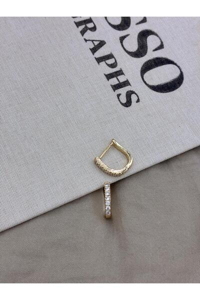 Hedef Bijuteri Gold Color Zircon U Shaped Earrings Cm117