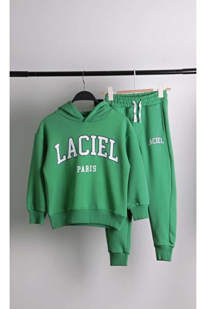 SONGÜLBERİK Girl's Hooded Tracksuit Set (Green)