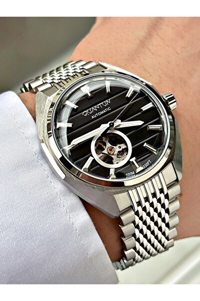 Quantum Automatic Mechanism Silver-Black Color Steel Band Steel Case Men's Wr...