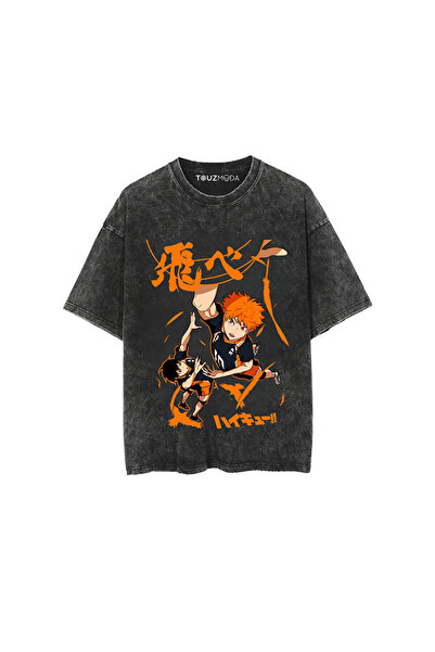 Le Savu Washable Anime Karasuno Haikyuu Printed Printed Unisex Oversized Vint...