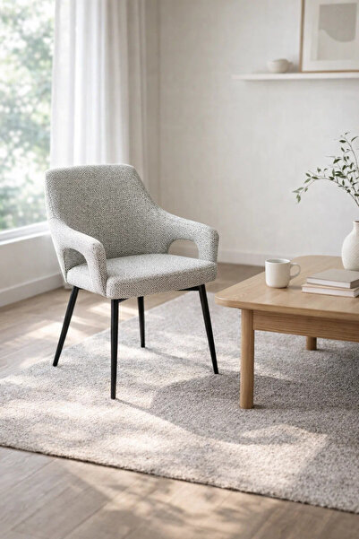 MARIA HOMES كرسي طعام عصري منجد بمساند للذراعين بتصميم معاصر