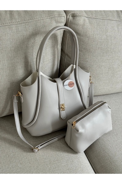 BAGLOVİS Детска чанта с допълнителен преден закопчалка, светлосива дамска чан...