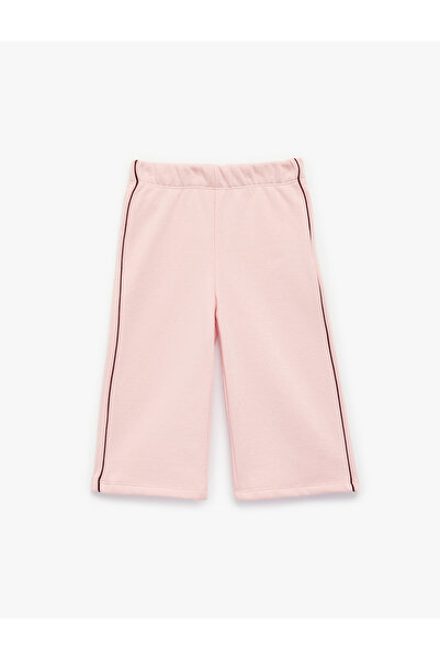 Koton Eli Elastic Cotton Fleece-Lined Piped Wide Leg Sweatpants