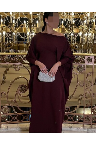 4LINA Luxurious three-color evening dress, off-the-shoulder, one size fits all