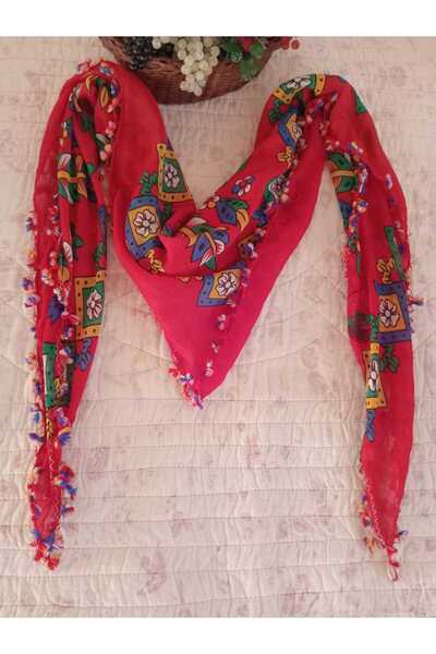 Bircan Hediyelik Cimcime Model Fular Eşarp Writing Red Slap Writing