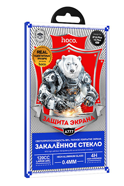 hoco. iPhone 17 Pro Max Bear Shield Hd Glass Screen Protector - Black