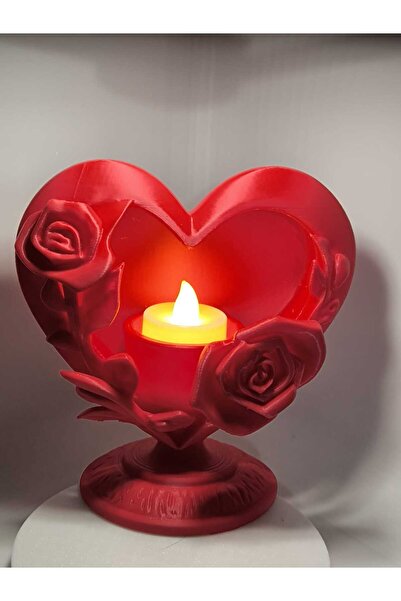 3dvan KALP ŞEKLİNDEKİ DEKORATİF MUMLUK PİLLİ MUM HEDİYELİ